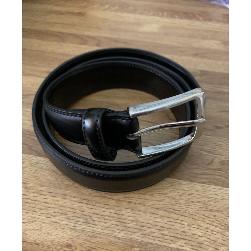 Milorde Black Dress Belt Men's Size 36 Genuine Leather Excellent